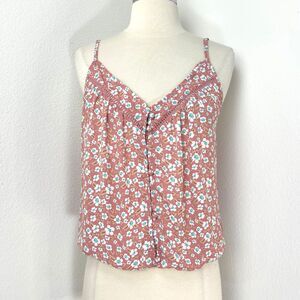 Sienna Sky Pink Crop Cami Tank Top Small Crop Floral ~ Milk Maid Boho Peasant